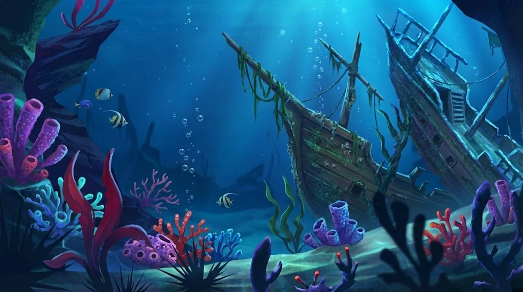 Razor Shark atmosfera sottomarina con raggi di luce e barriera corallina